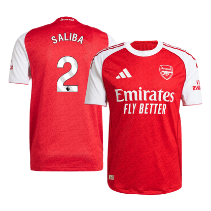 SALIBA #2 Arsenal Domicile Maillot 2025/26 Rouge Authentique