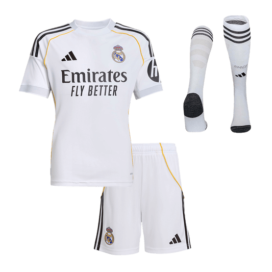 Real Madrid Domicile Maillot Kit 2025/26 Enfant Blanc