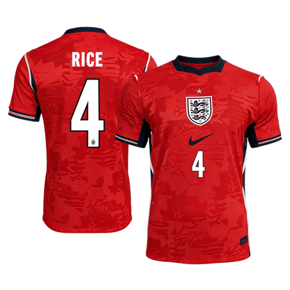 RICE #4 Engeland Uitshirt - Wereldkampioenschap 2026 Rood Speler