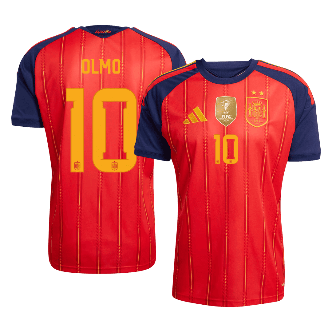 OLMO #10 Espagne Domicile Maillot 2 Stars - Champion Edition - Coupe du Monde 2026 Rouge