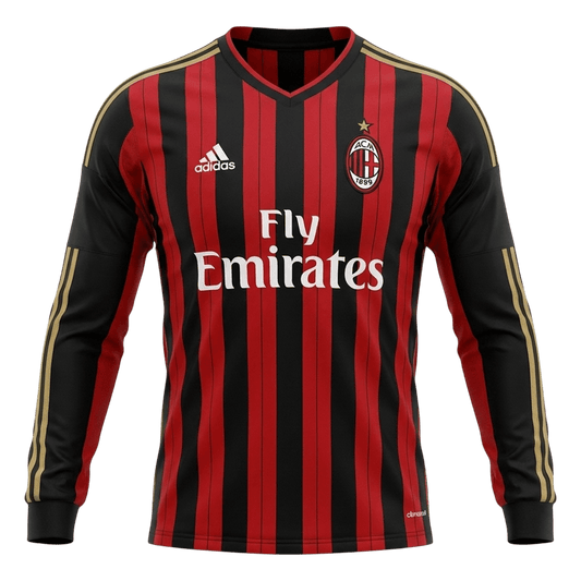 Retro AC Milan Domicile Maillot Manches Longues 2013/14 Rouge&Noir