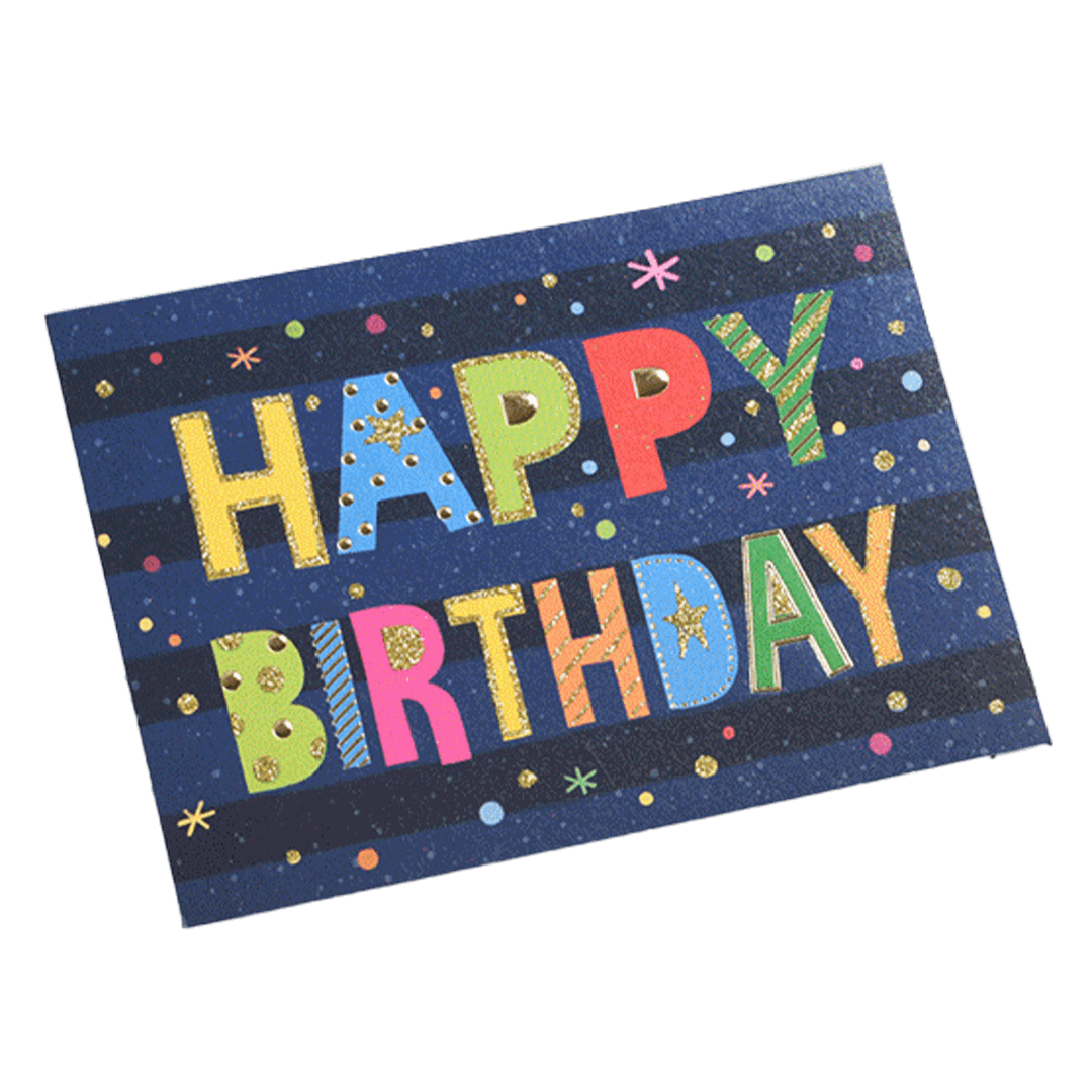 Custom Colored Letters Birthday Card Navy