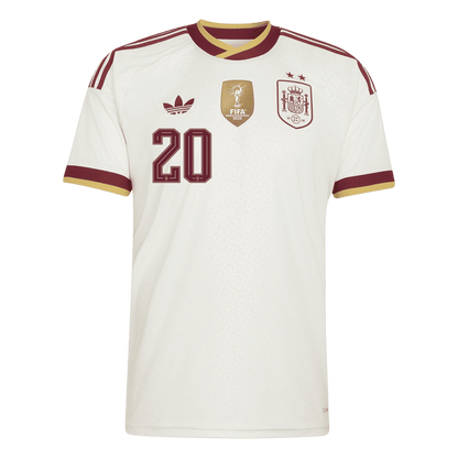PEDRI #20 Espagne Extérieur Maillot 2 Stars - Champion Edition - Coupe du Monde 2026 Blanc