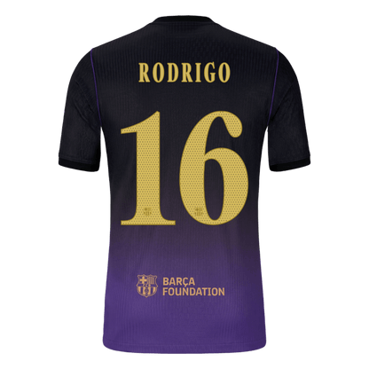 RODRIGO #16 Barcelone Extérieur Maillot 2026/27 Black/Purple Joueur - UCL
