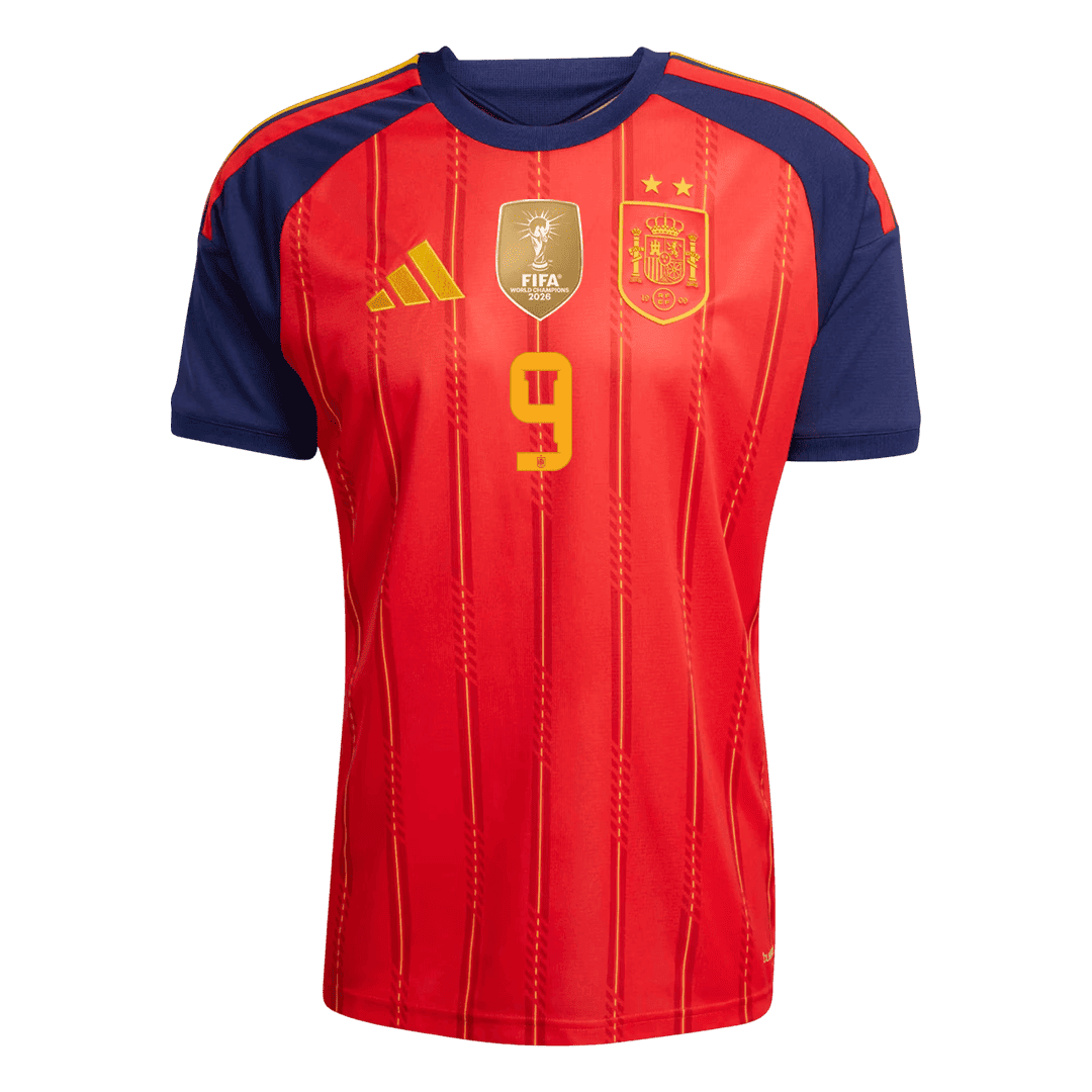 GAVI #9 Espagne Domicile Maillot 2 Stars - Champion Edition - Coupe du Monde 2026 Rouge