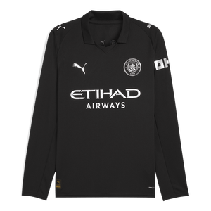 Manchester City Extérieur Maillot Manches Longues 2025/26 Noir Grande Taille