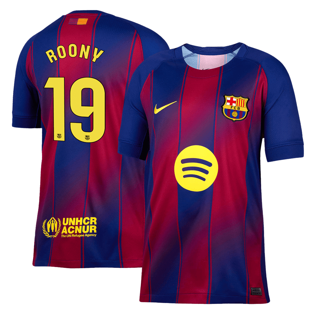 ROONY #19 Barcelone Domicile Maillot 2025/26 Rouge et Bleu Grande Taille