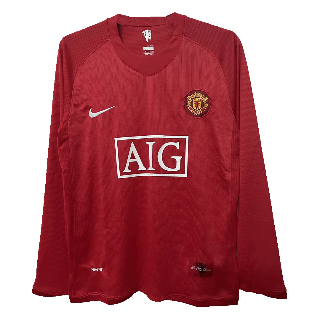Retro Manchester United Domicile Maillot Manches Longues 2007/08