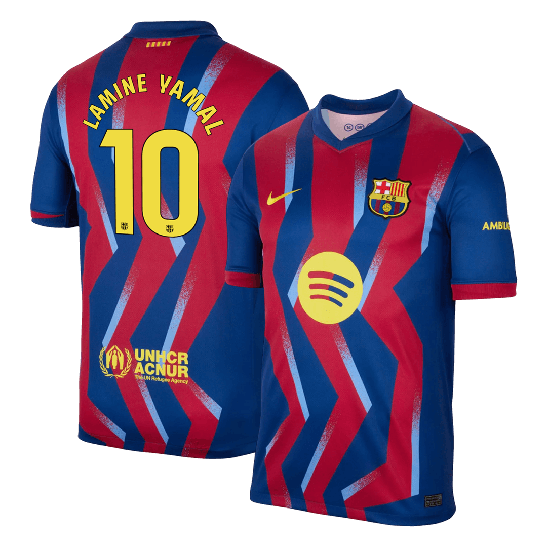 LAMINE YAMAL #10 Barcelone Fourth Maillot 2025/26 Rouge&Bleu