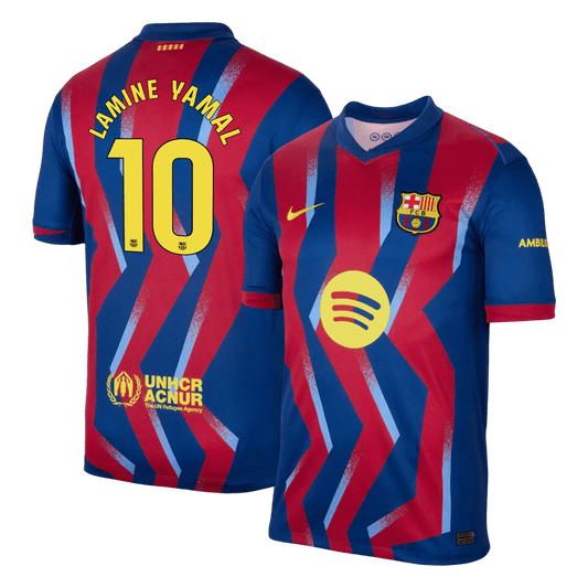LAMINE YAMAL #10 Barcelone Fourth Maillot 2025/26 Rouge&Bleu