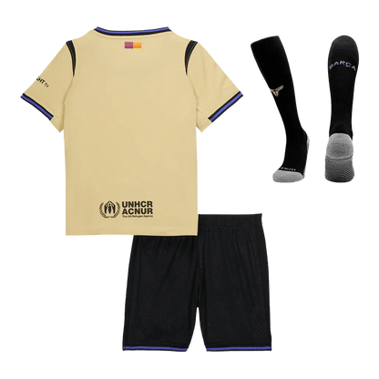 Barcelone Extérieur Maillot Kit 2025/26 Enfant Jaune&Noir
