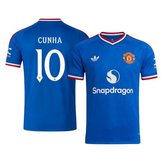 CUNHA #10 Manchester United Extérieur Maillot 2026/27 Bleu - UCL