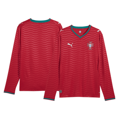 Portugal Domicile Maillot Manches Longues - Coupe du Monde 2026 Rouge Grande Taille