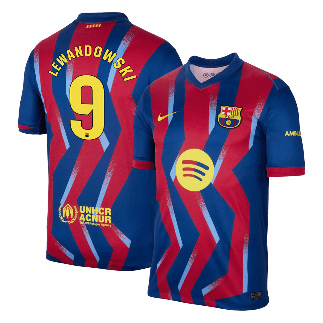 LEWANDOWSKI #9 Barcelone Fourth Maillot 2025/26 Rouge&Bleu
