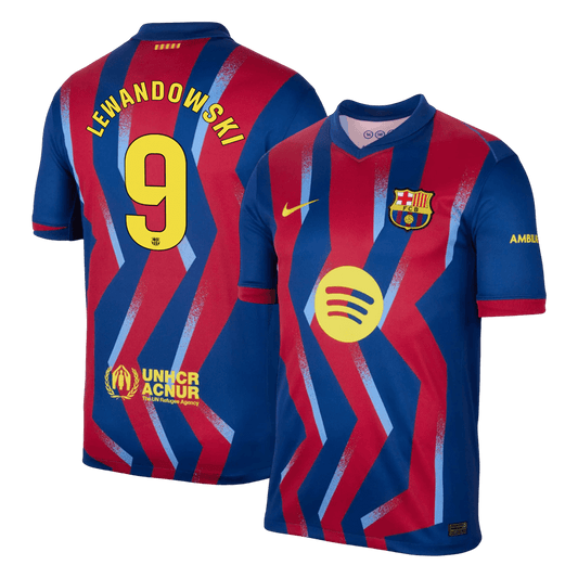LEWANDOWSKI #9 Barcelone Fourth Maillot 2025/26 Rouge&Bleu