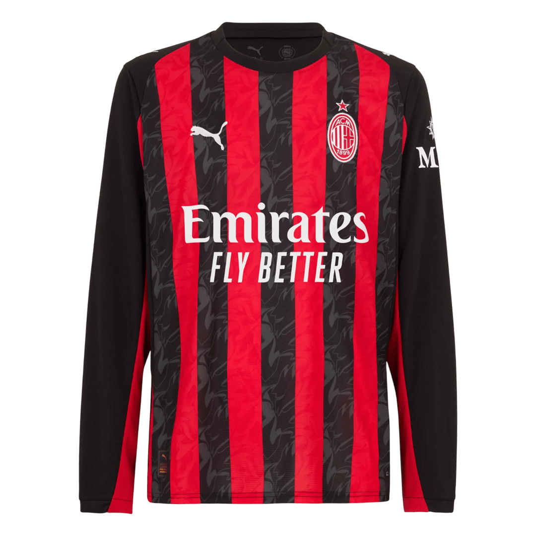 AC Milan Domicile Maillot Manches Longues 2025/26 Rouge&Noir Grande Taille
